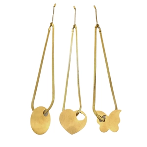 Gold stainless steel snake chain necklace with heart, butterfly and oval pendants