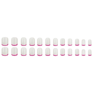Faux ongles French rose avec base blanche de forme ovale, lot de 24 pièces