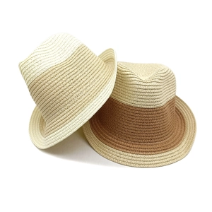 Summer Fashion Color Block Straw Fedora Hat For Men Women Outdoor Sun Protection Beach Travel Jazz Hat