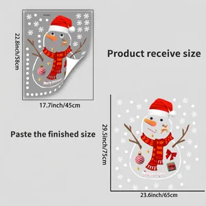 Size chart showing 45x58cm sheet and 65x75cm finished layout for Christmas window stickers