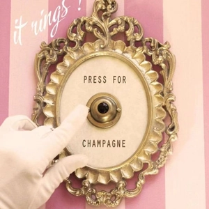 Press For Champagne Button Vintage Doorbell Decorative Ornate Gold Frame For Home Bar Party Wall Mounted Decor