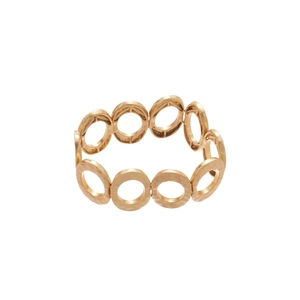 Gold-tone hammered metal oval link bracelet with textured finish and elastic stretch