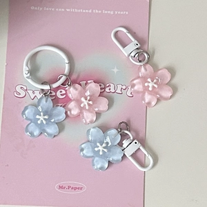 Sakura Flower Keychain Resin Jelly Translucent Cherry Blossom Pendant Cute Backpack Bag Accessories Gift For Girls