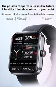 Detail of 1.91-inch square HD display showing health monitoring and step tracking data