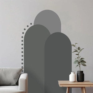 Minimalist geometric arch wall sticker set with dots for modern living room decor