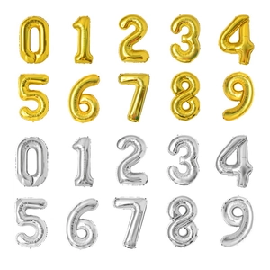 Gold and silver numbered aluminum foil balloons set 0-9 for birthday and party decoration