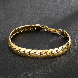 Minimalistisches goldenes Edelstahl-Panzerarmband für Herren mit Karabinerverschluss