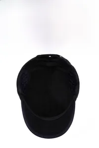Detail view of thickened fleece lining and ear protection on navy baseball cap
