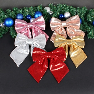 Christmas Sequin Bow Large Shiny Glitter Ornaments For Christmas Tree Decoration Party Home Supplies