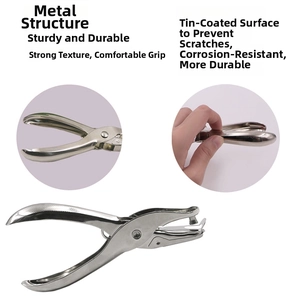 Detailed view of the metal structure and non-slip handle of this mini single hole puncher