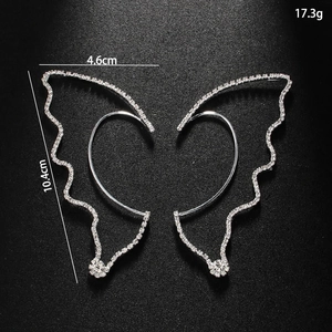 Elegant silver butterfly ear cuff with sparkling rhinestones for non-pierced ears