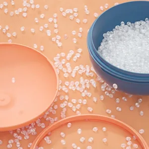 Close-up of clear non-toxic plastic beads for DIY crafts and autumn harvest projects