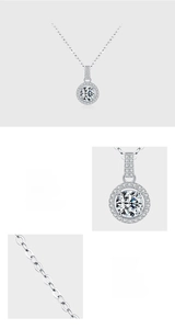 Macro shot of S925 sterling silver necklace with handcrafted 5A cubic zirconia stones