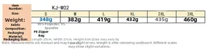 Detailed size and weight chart for men's turtleneck knit sweater with fabric composition