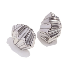 Boucles d'oreilles minimalistes argentées à rayures géométriques en acier inoxydable poli