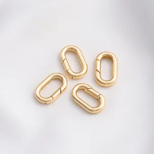 Vier 14K vergoldete ovale Federverschlüsse für DIY-Schmuck und Kettenverbindungen