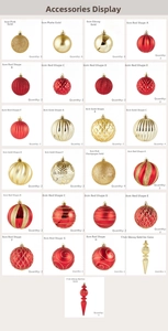 Detailed grid of 8cm Christmas ball ornaments with gold and red glitter finishes