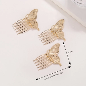 Elegant gold butterfly hair comb with hollow design for women fashion hair accessories