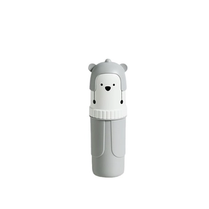 Étui à brosse à dents de voyage avec relief d'ours mignon en gris et blanc minimaliste