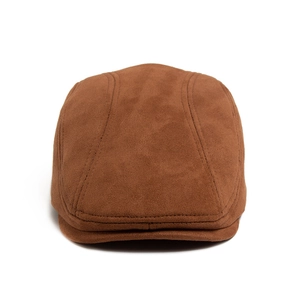 Classic vintage dark brown suede newsboy cap for men with premium stitching and texture