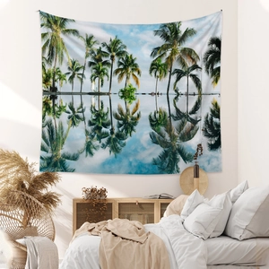 Böhmischer Wandteppich mit Palmen und Wasserspiegelung für Schlafzimmer Wanddekoration