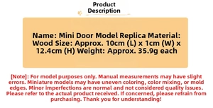 Detailed size specifications for the wooden miniature dollhouse door model 10x1x12.4cm