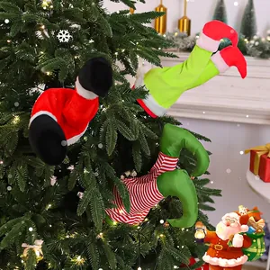 Plüsch-Weihnachtsbaumbeine im Weihnachtsmann-, Grinch- und Elfen-Stil für die Weihnachtsdeko