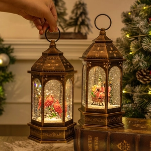 Lanterne natalizie in bronzo con Babbo Natale e cardinale, decorazione festiva interna