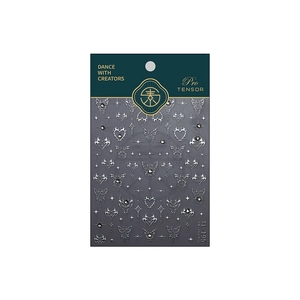 Silver gothic nail stickers featuring heart and butterfly designs on TL-195 dark card
