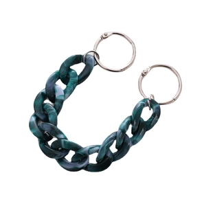 DIY shoe chain accessory with green marble resin links and silver metal rings