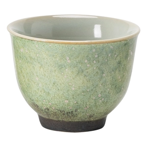 Retro kiln-changed ceramic teacup with unique green and brown mottled glaze finish
