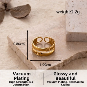 Detailed view of golden snake ring dimensions 1.99cm with vacuum plating features