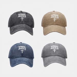 Washed Cotton Baseball Cap Distressed Vintage Religious Jesus Is Cross Embroidery Adjustable Sun Hat For Men Women