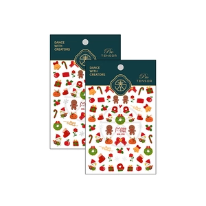 Christmas 3D nail art stickers featuring gingerbread man and Santa patterns MN-156