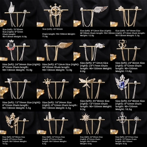 Collage of baroque brooch sets with tassels, wings, and crowns in gold and silver plating