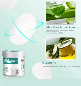 Macro view of 130pcs pet eye wipes with aloe vera extract and glycerin for cleaning