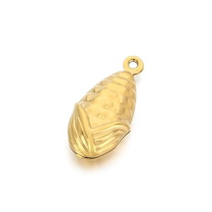 Pendentif cigale évidé en or poli en acier inoxydable pour création de bijoux DIY
