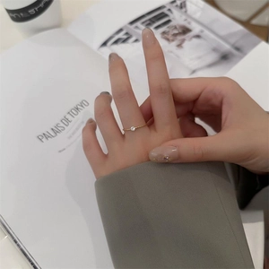 Slim gold-plated titanium steel ring with micro-bead texture and single solitaire crystal
