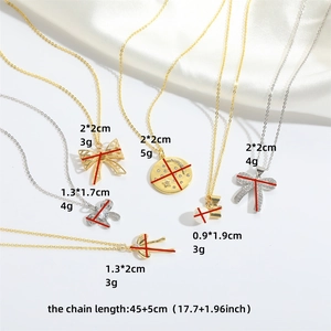 French vintage style bow pendant necklaces in gold and silver with product size details