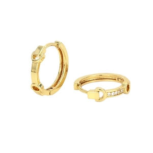 Elegant 18K gold plated horseshoe hoop earrings with sparkling zircon accents