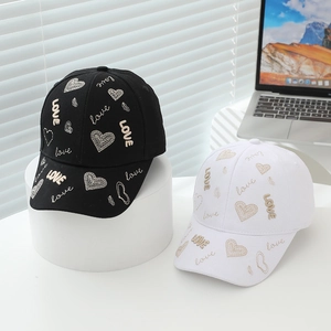 Casquettes de baseball noires et blanches avec broderie LOVE cœur pour enfants 3-8 ans