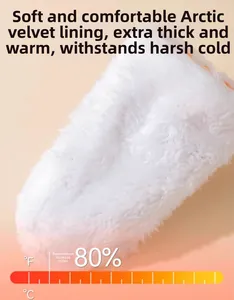 Close-up of thick white arctic fleece lining for warm non-slip small dog shoes