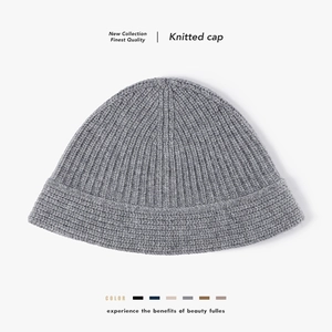 Women Wool Winter Warm Beanie Hat Thick Ribbed Knitted Fisherman Hat Minimalist Solid Color Outdoor Thermal Woolen Skull Cap