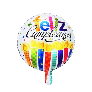 18-inch Feliz Cumpleaños foil balloon with colorful candle graphics for birthday parties