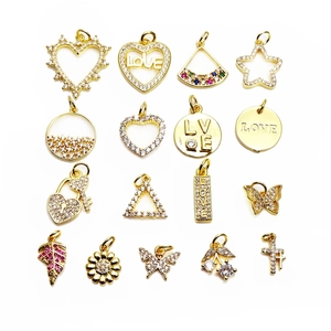 Mini Charm Pendant Gold Plated Copper Zircon Heart Butterfly DIY Jewelry Making Accessory Fashion Minimalist For Women