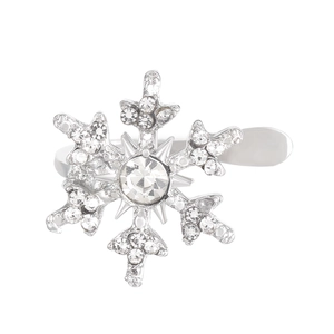 Elegant silver snowflake ring with sparkling rhinestones for winter gift giving