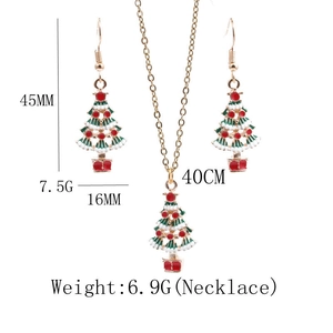 Detailed dimensions and weight for the colorful Christmas tree necklace and earring set