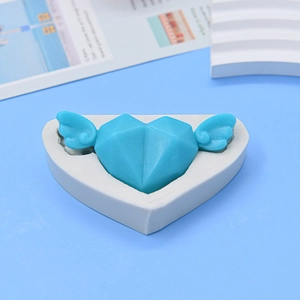 Winged heart liquid silicone mold for DIY fondant cake baking and resin craft projects