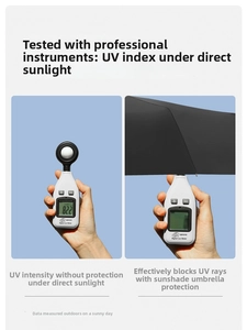 UV protection test showing high blocking performance under direct sunlight with a lux meter