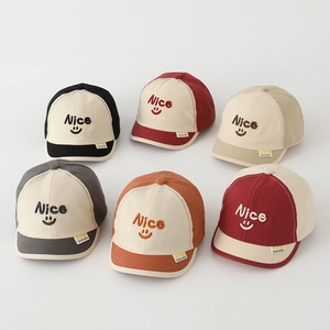 Kids color-block baseball cap with Nice smiley embroidery in multiple vibrant colors